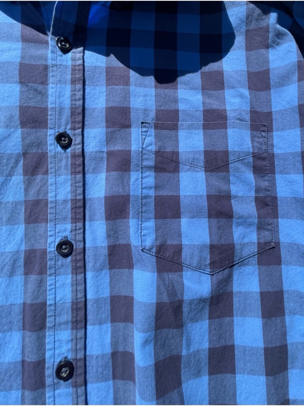 Men's long-Sleeve Blue & black Button-Up Shirt - Picture 11 of 11